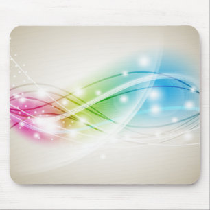 Colourful Waves Beige Background Mousepad