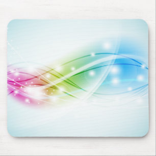 Colourful Waves Blue Background Mousepad