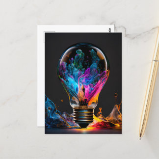 Colourful Waves Light Bulb Postcard