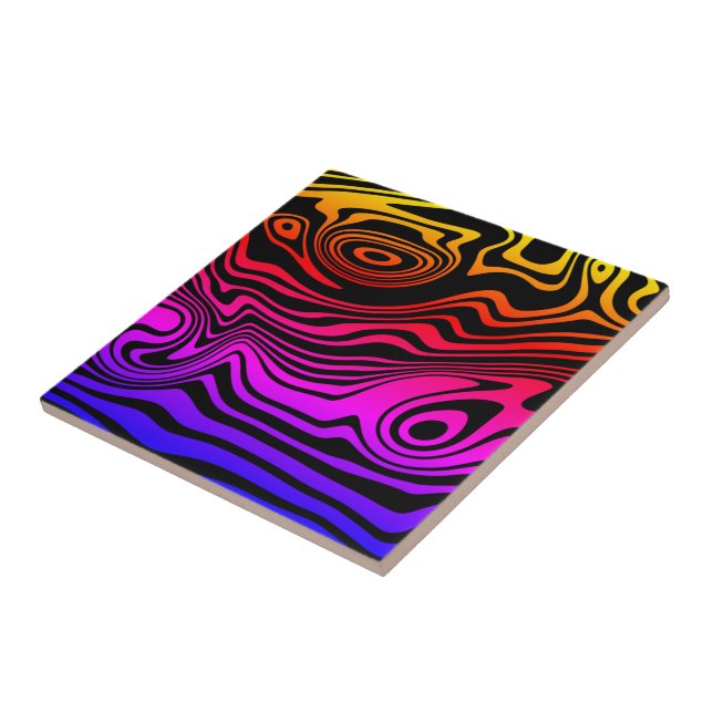 Colourful Waves Pattern Ceramic Tile - Choose Colo (Side)