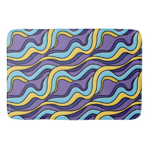 Colourful Waves Pattern Funky Retro Modern Abstrac Bath Mat