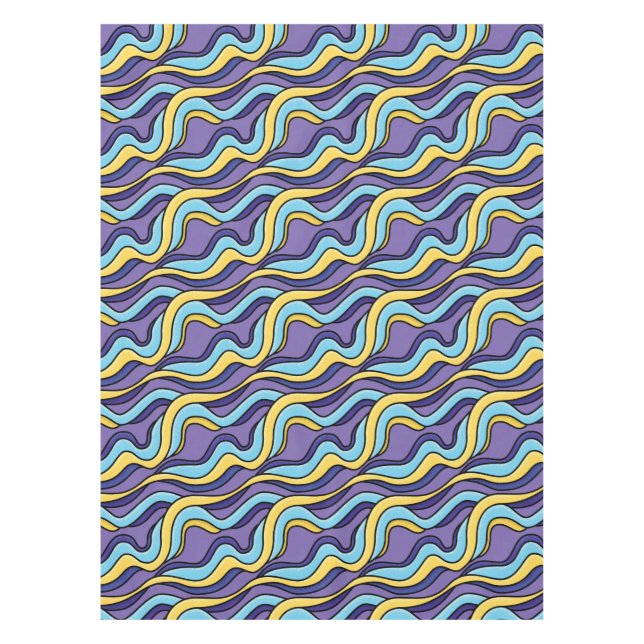 Colourful Waves Pattern Funky Retro Modern Abstrac Tablecloth (Front)