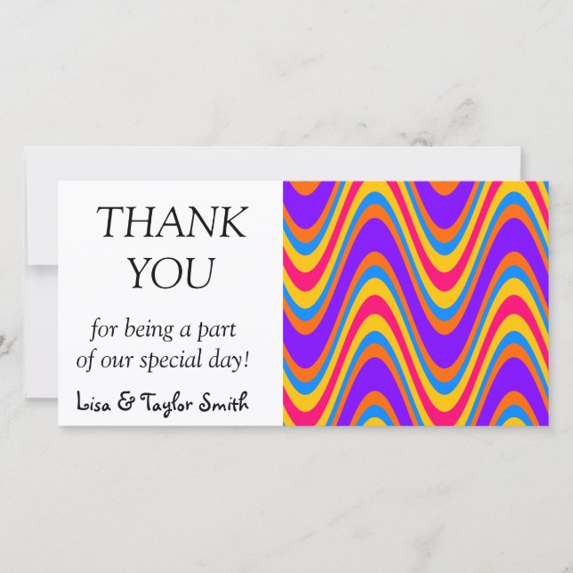 Colourful waves pattern thank you card (Front)