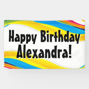 Colourful Waves Personalized Birthday Party Banner