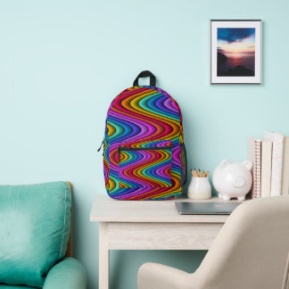 Colourful waves printed backpack