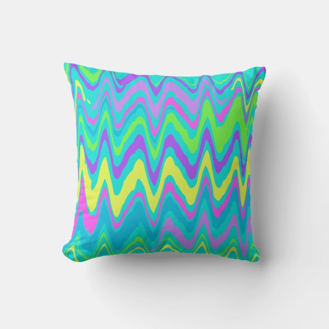 Colourful Waves Throw Pillow (Front)