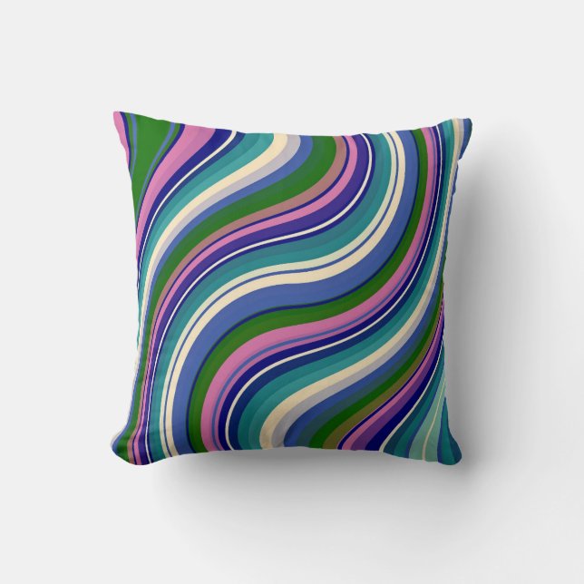 colourful waves throw pillow (Front)