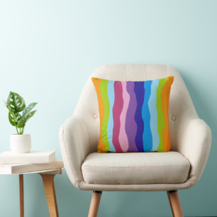 Colourful Waves Throw Pillow