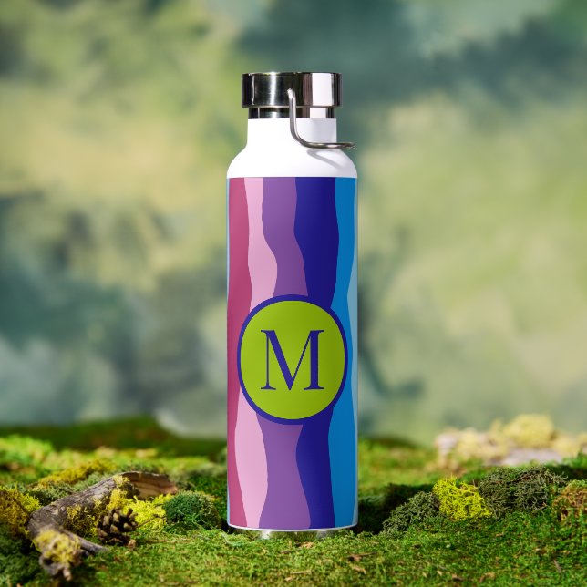 Colourful waves with monogram water bottle (Outdoor)