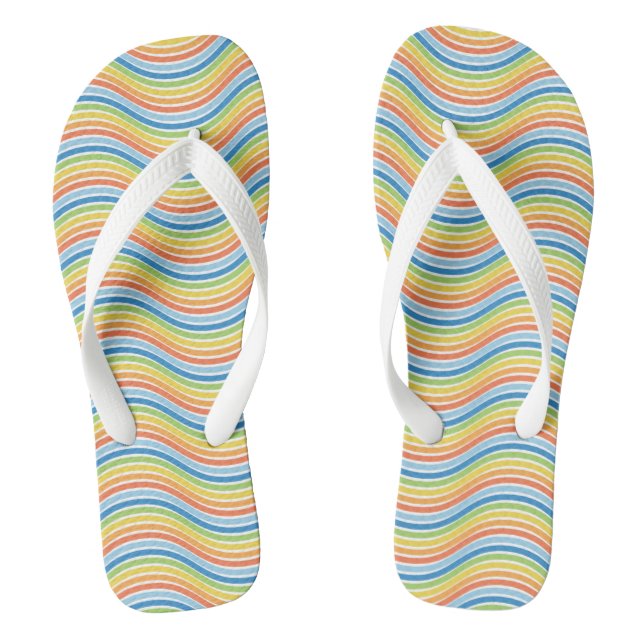 Colourful Wavy Lines Flip Flops (Footbed)