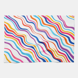 Colourful Wavy Lines Pattern – Modern Abstract Sea Kitchen Towel