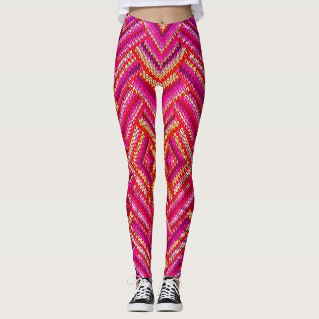 Colourful wavy patterns leggings (Front)