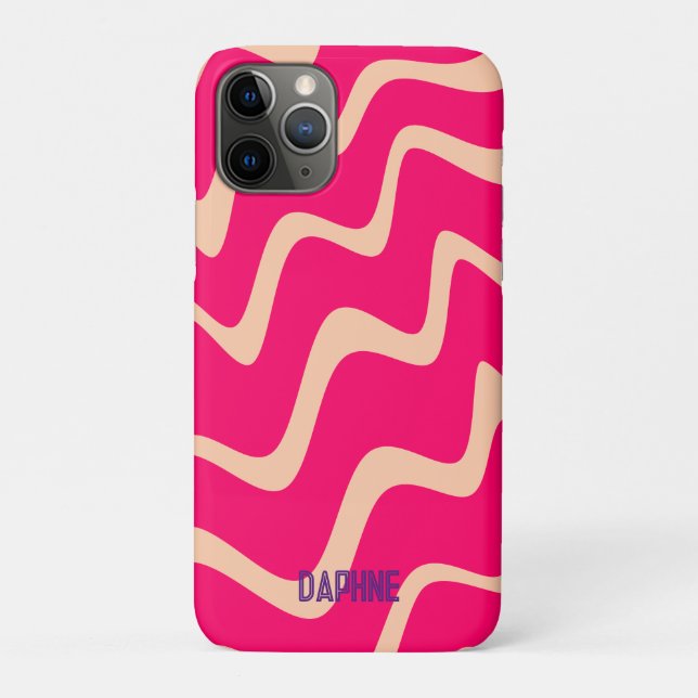 Colourful Wavy retro magenta yellow pattern Case-Mate iPhone Case (Back)