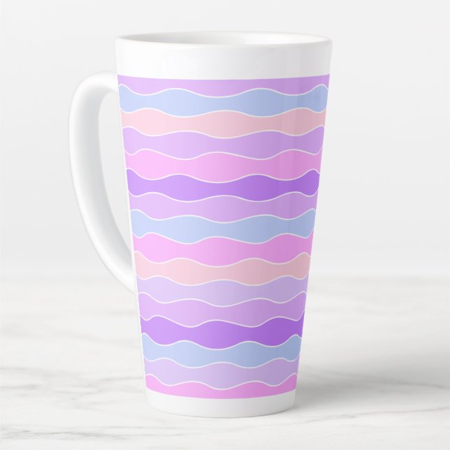 Colourful Wavy Stripes Latte Mug (Left Angle)