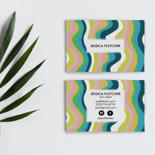Colourful Wavy Stripes Minimalist Cool Business Card (Creator Uploaded)