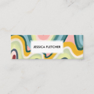 Colourful Wavy Stripes Minimalist Cool Mini Busine Mini Business Card