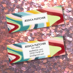 Colourful Wavy Stripes Minimalist Cool Mini Business Card