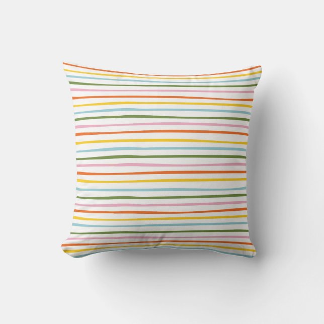 Colourful Wavy Stripes Throw Pillow (Front)