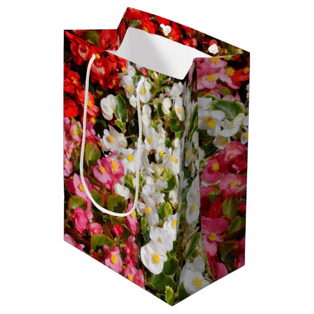 Colourful Wax Begonias Medium Gift Bag (Front Angled)