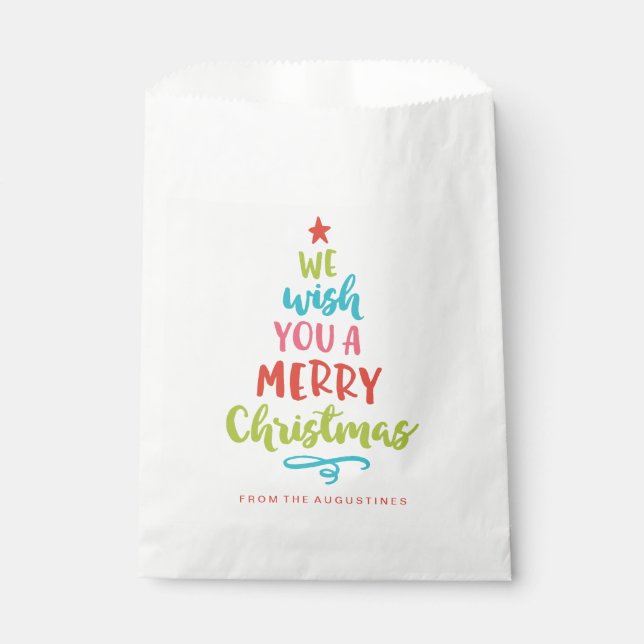 Colourful We Wish You a Merry Christmas Favour Bag (Front)