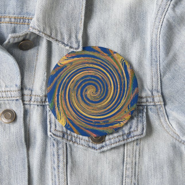 Colourful Weave Twirl Pattern 4 Inch Round Button (In Situ)