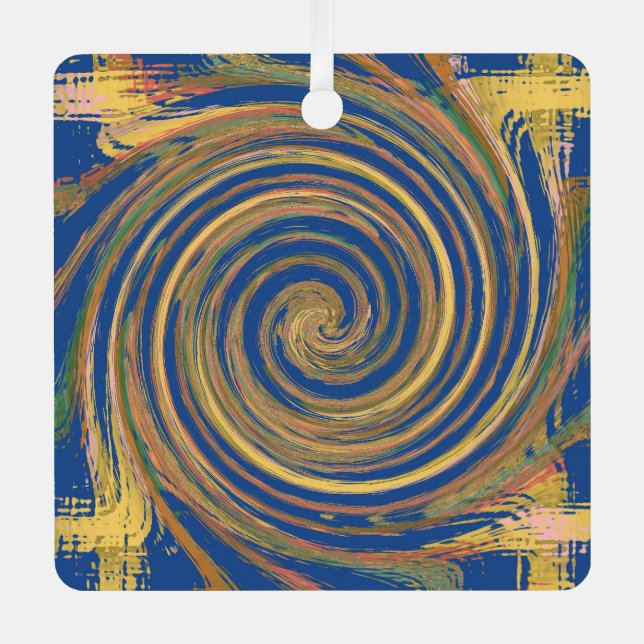 Colourful Weave Twirl Pattern Metal Ornament (Front)