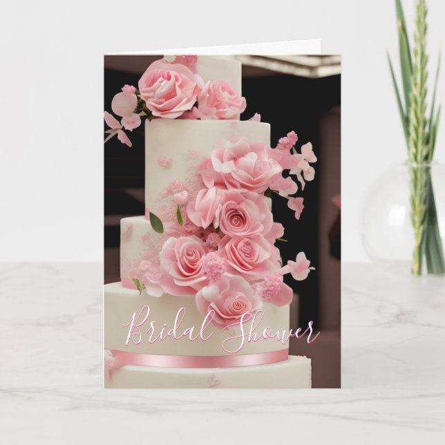 Colourful Wedding Bridal Shower Cake Card (Front)