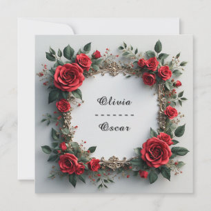 Colourful Wedding Floral Wreath Invitation