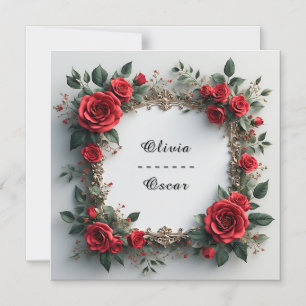 Colourful Wedding Floral Wreath Magnetic Invitation