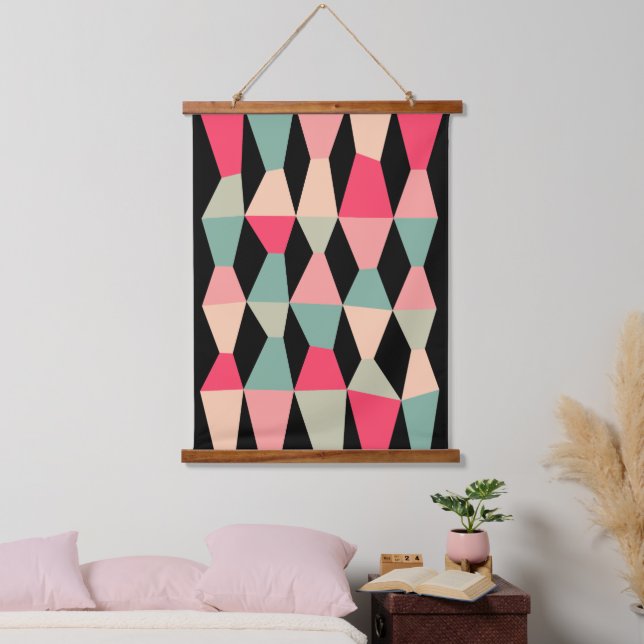 Colourful Wedges 161214c - on Black Hanging Tapestry (Bedroom)