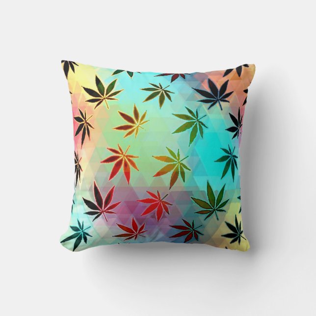 Colourful Weed Throw Pillow (Front)
