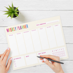 Colourful Weekly Planner Desk Pad Notepad