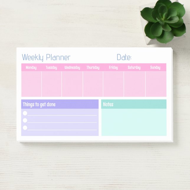 Colourful Weekly Planner Post-it Notes (Office)
