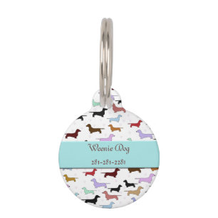 Colourful Weenie Dog Pet Name Tag