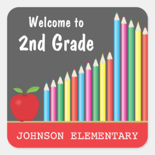 Colourful Welcome Back to 2nd Grade Square Sticker