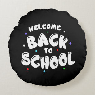 Colourful Welcome Back to School Typography Round Pillow