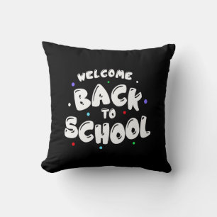 Colourful Welcome Back to School Typography Throw Pillow