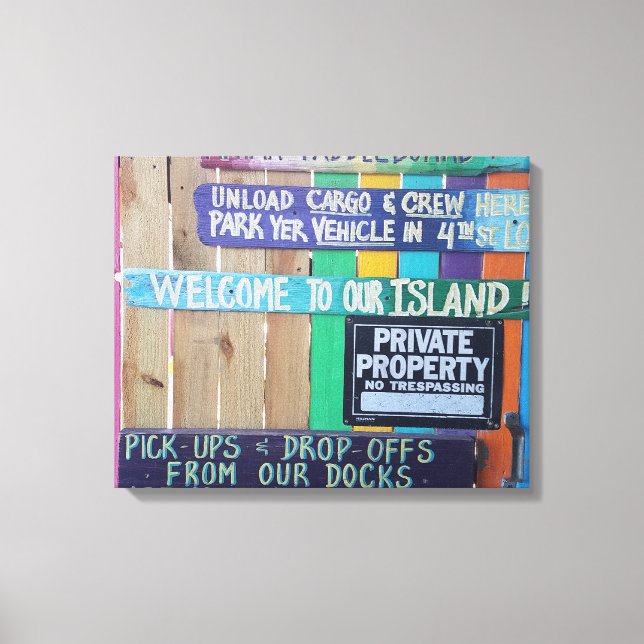 Colourful Welcome Island sign Carribean (Front)