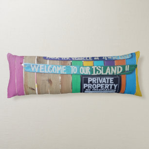 Colourful Welcome Island sign Carribean Body Pillow