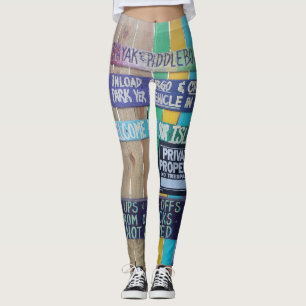 Colourful Welcome Island sign Carribean Leggings