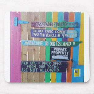 Colourful Welcome Island sign Carribean Mouse Pad