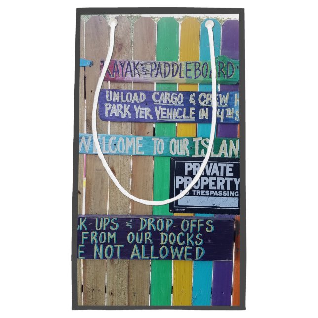 Colourful Welcome Island sign Carribean Small Gift Bag (Front)
