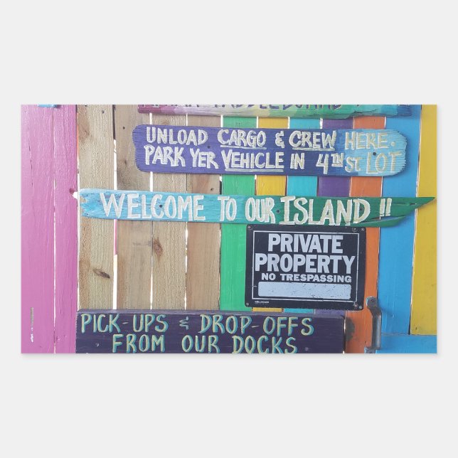 Colourful Welcome Island sign Carribean Sticker (Front)