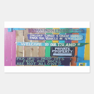 Colourful Welcome Island sign Carribean Sticker