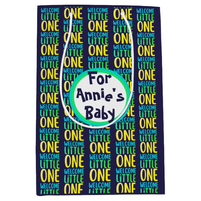 Colourful "Welcome Little One" Baby Shower Medium Gift Bag (Front)