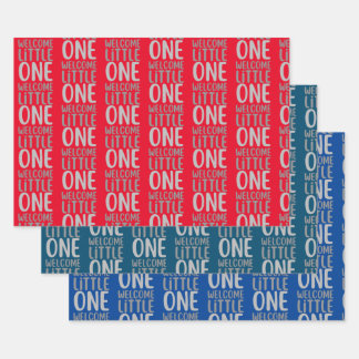 Colourful "Welcome Little One" Baby Shower Wrapping Paper Sheet