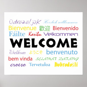 Colourful Welcome Many Languages Modern White Poster