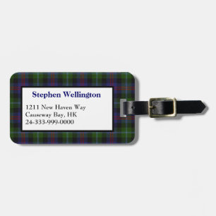 Colourful Wellington Tartan Plaid Luggage Tag