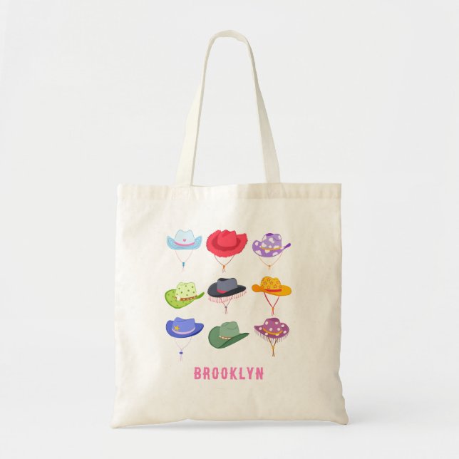 Colourful Western Cowgirl Hat Personalized Tote Ba (Front)