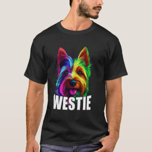 Colourful Westie West Highland Terrier Dog Face Lo T-Shirt
